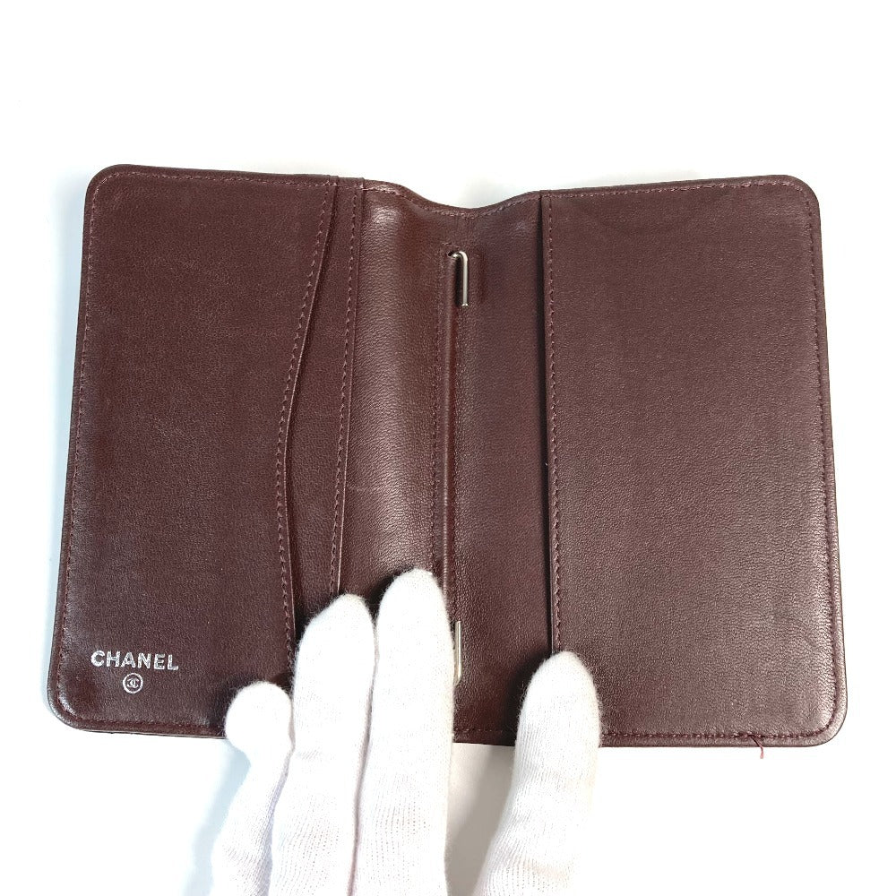 CHANEL CC Logo Coco Mark Matelasse Quilted Cover Case Stationery Passport Case Leather Unisex Black