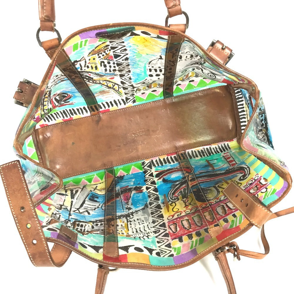 PRADA BR2515 Venetian print all over pattern triangle logo triangle logo plate bag shoulder bag shoulder tote bag vinyl/leather ladies multicolor