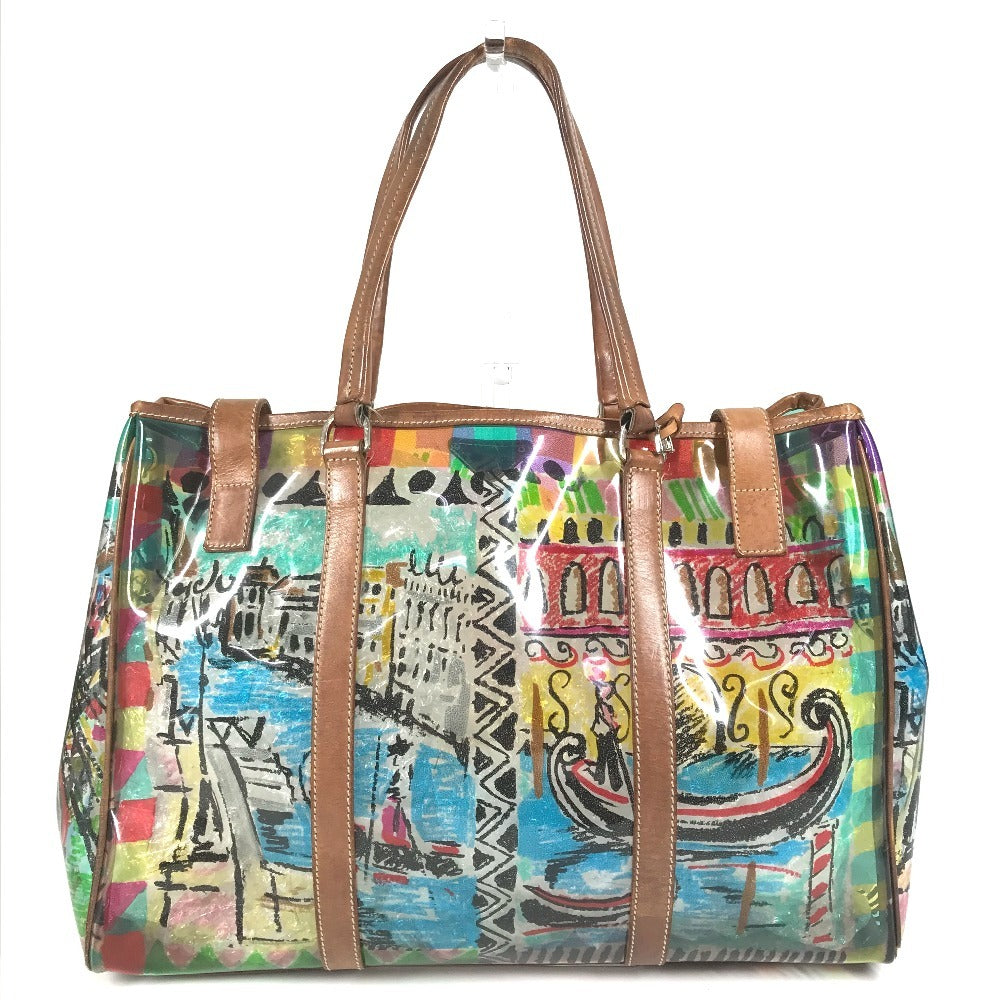 PRADA BR2515 Venetian print all over pattern triangle logo triangle logo plate bag shoulder bag shoulder tote bag vinyl/leather ladies multicolor