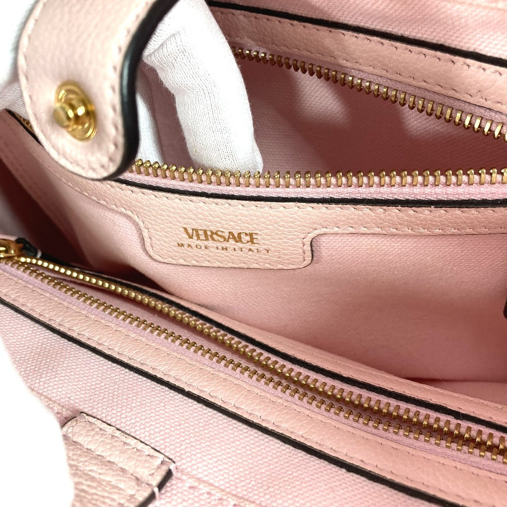 Versace Medusa Logo La Medusa Bag Bag 2Way Bag Toile Tote Bag Crossbody Bahu Kulit/Kanvas Wanita Pink