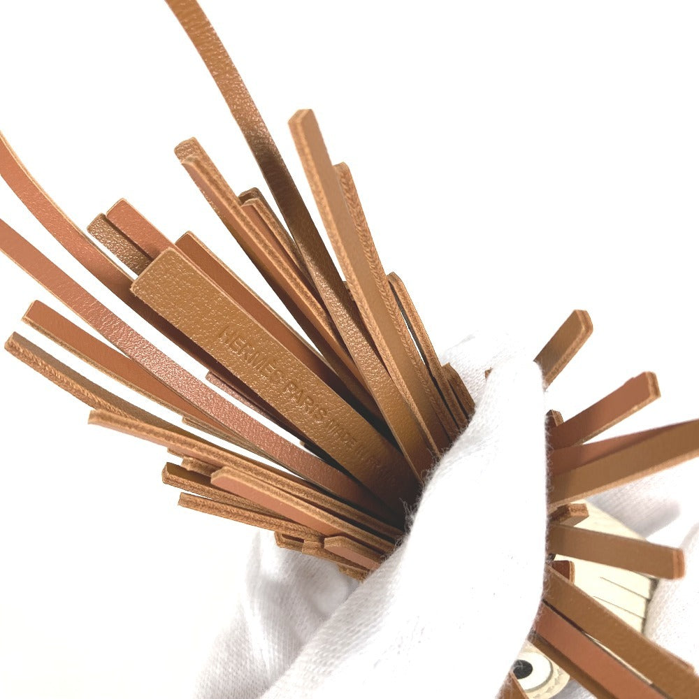 HERMES バッグチャーム シュエット フクロウ アクセサリー キーホルダー チャーム レザー レディース ゴールド/ブラック/ナタ ブラウン