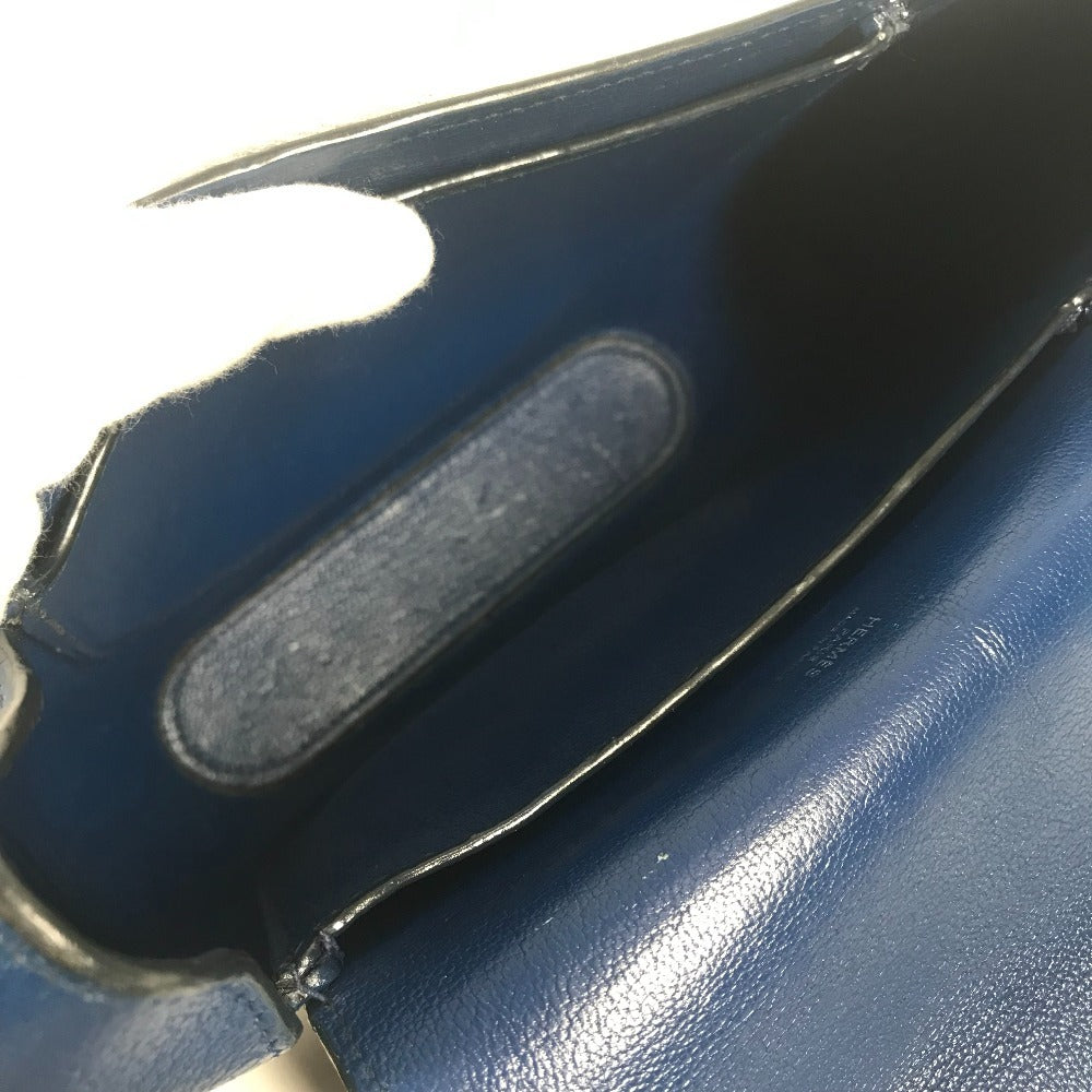 HERMES Hロゴ オクタゴン フラップ カバン 斜め掛け ポシェット ショルダーバッグ エプソン ユニセックス ブルー