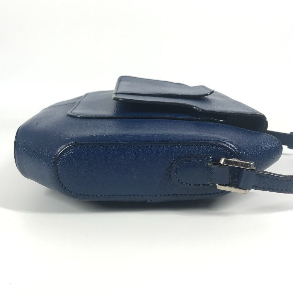 HERMES Hロゴ オクタゴン フラップ カバン 斜め掛け ポシェット ショルダーバッグ エプソン ユニセックス ブルー