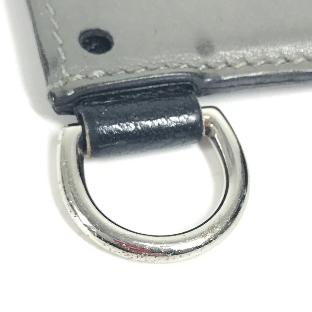 HERMES Dリング付き バイカラー カラーマティッククラシック Colormatic Classique 名刺入れ パスケース カードケース レザー ユニセックス グレー