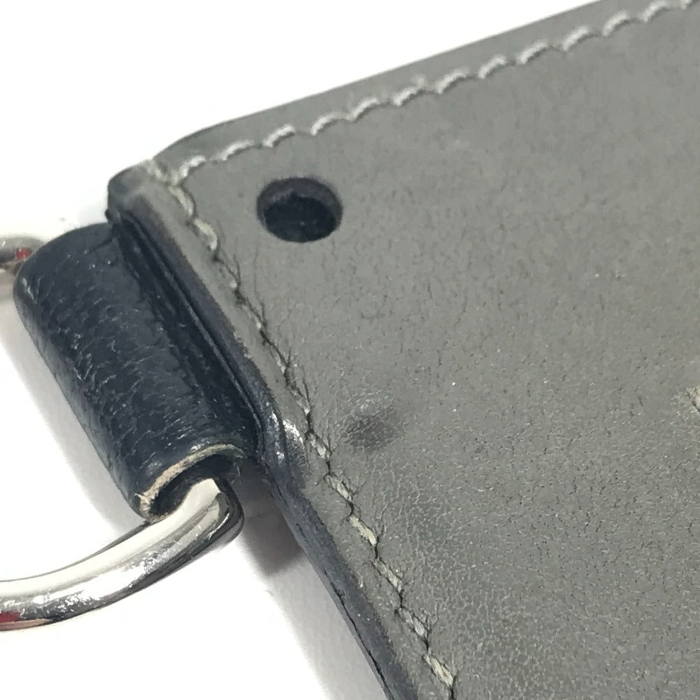 HERMES Dリング付き バイカラー カラーマティッククラシック Colormatic Classique 名刺入れ パスケース カードケース レザー ユニセックス グレー