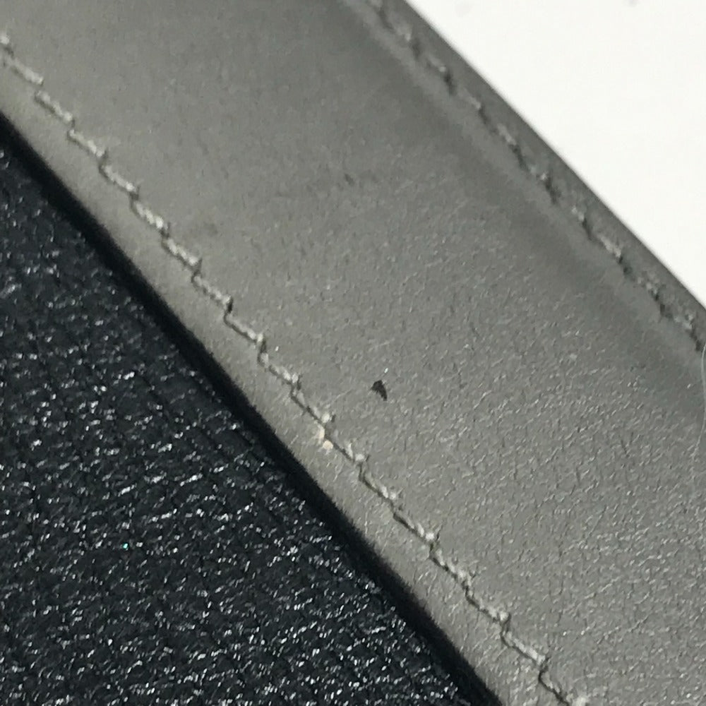 HERMES Dリング付き バイカラー カラーマティッククラシック Colormatic Classique 名刺入れ パスケース カードケース レザー ユニセックス グレー