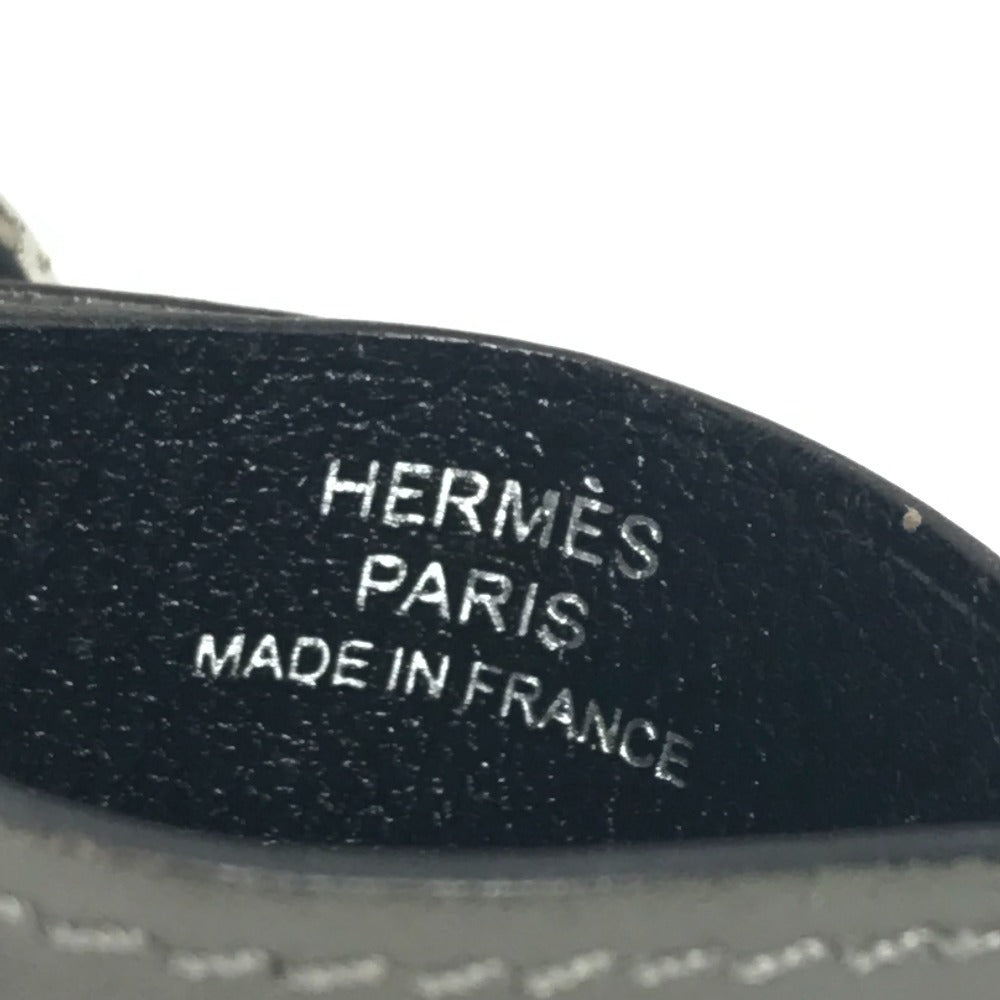 HERMES Dリング付き バイカラー カラーマティッククラシック Colormatic Classique 名刺入れ パスケース カードケース レザー ユニセックス グレー