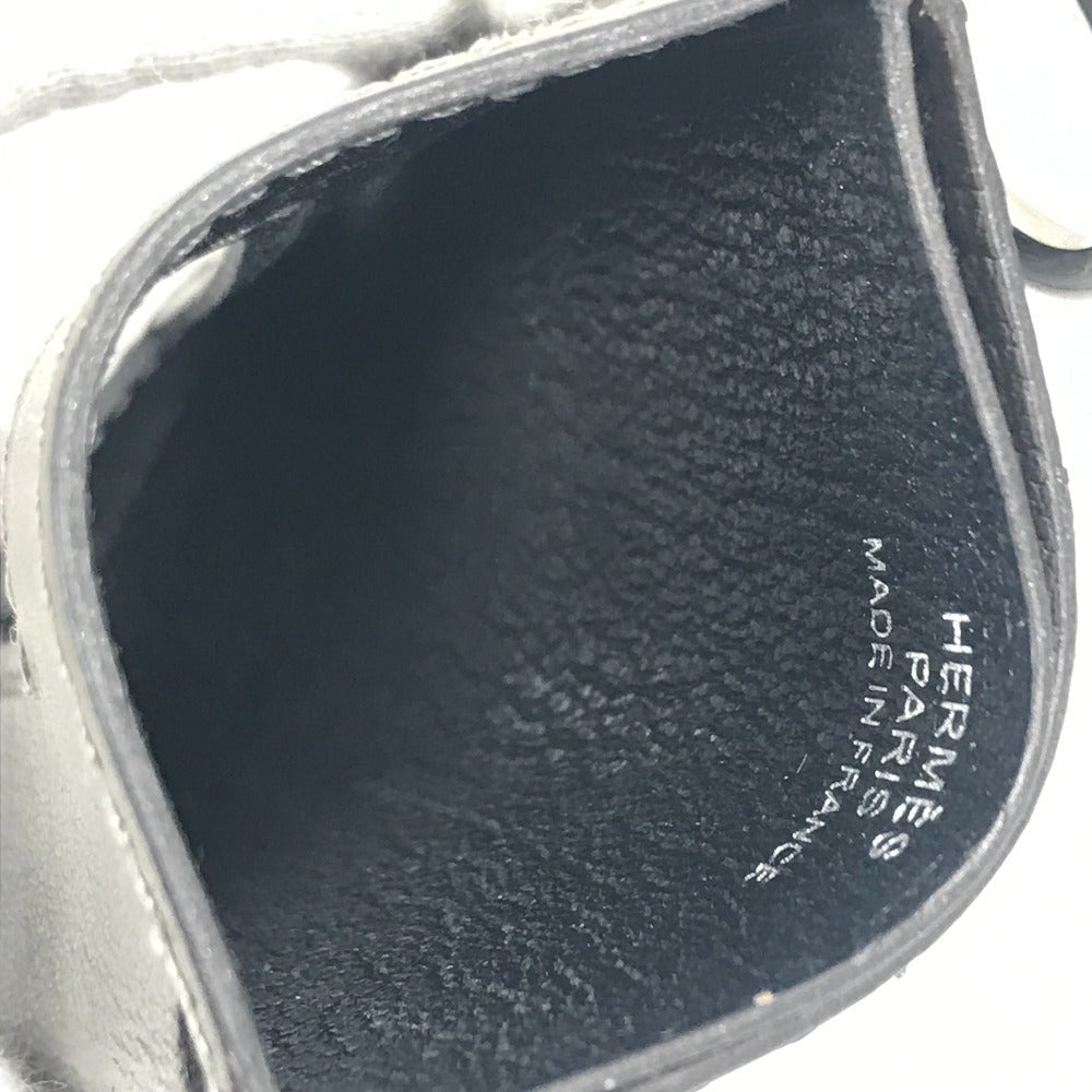 HERMES Dリング付き バイカラー カラーマティッククラシック Colormatic Classique 名刺入れ パスケース カードケース レザー ユニセックス グレー