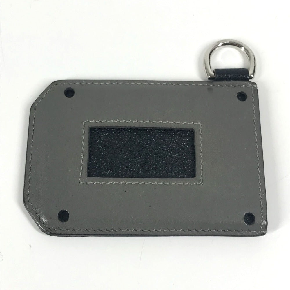 HERMES Dリング付き バイカラー カラーマティッククラシック Colormatic Classique 名刺入れ パスケース カードケース レザー ユニセックス グレー
