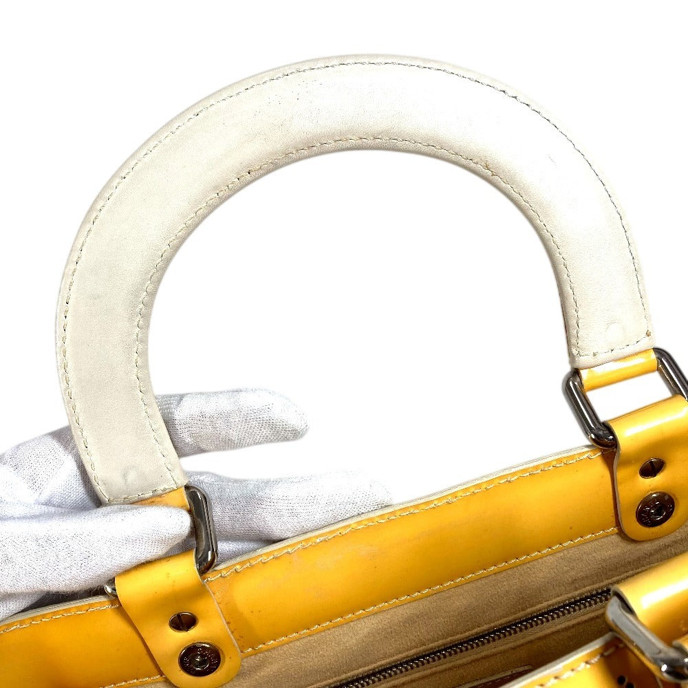 CHANEL Bucket with Charm, Perforated Logo, CC, Coco Mark, Patent Leather Handbag/Tote Bag, Women's, Yellow