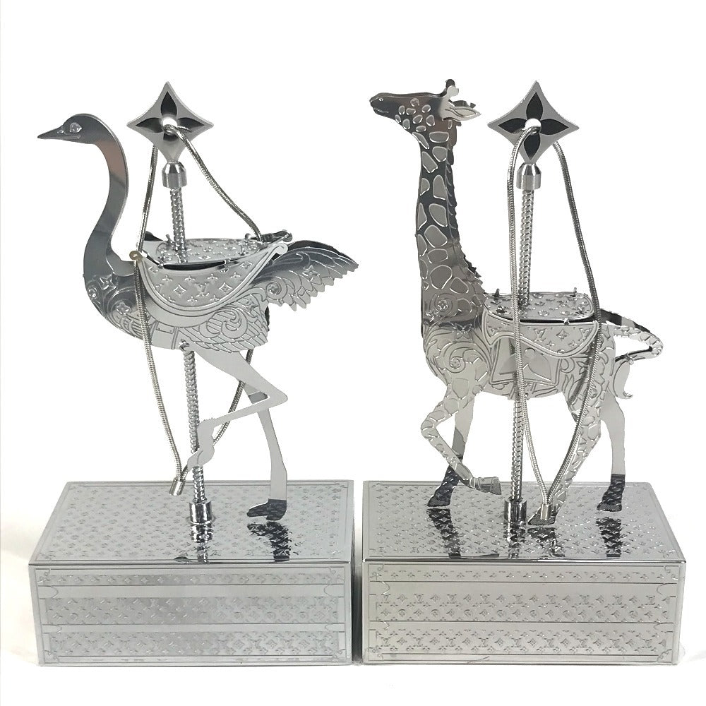 LOUIS VUITTON Unknown VIP Exclusive Novelty Not for Sale Customer Holiday Gift Animal Ornament 2024 Christmas Limited Edition Object Interior Decor Ostrich Zebra Giraffe Metal Object Unisex Silver