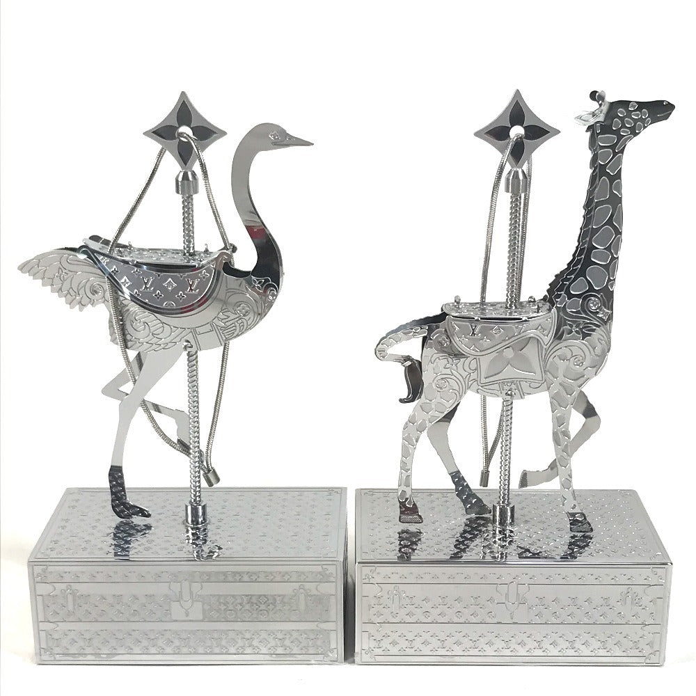 LOUIS VUITTON Unknown VIP Exclusive Novelty Not for Sale Customer Holiday Gift Animal Ornament 2024 Christmas Limited Edition Object Interior Decor Ostrich Zebra Giraffe Metal Object Unisex Silver
