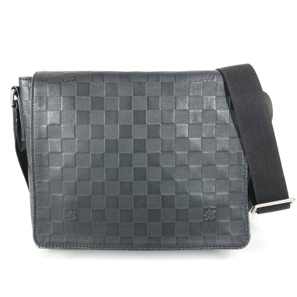LOUIS VUITTON N41033 Damier Infini District PM Bag, Flap Crossbody Shoulder Bag, Damier Infini Leather, Unisex, Onyx, Black