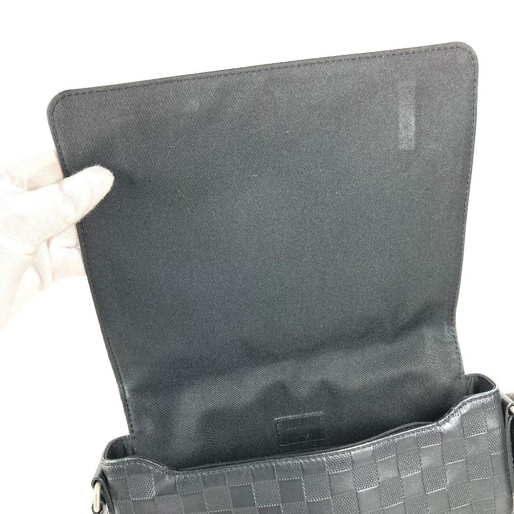 LOUIS VUITTON N41033 Damier Infini District PM Bag, Flap Crossbody Shoulder Bag, Damier Infini Leather, Unisex, Onyx, Black