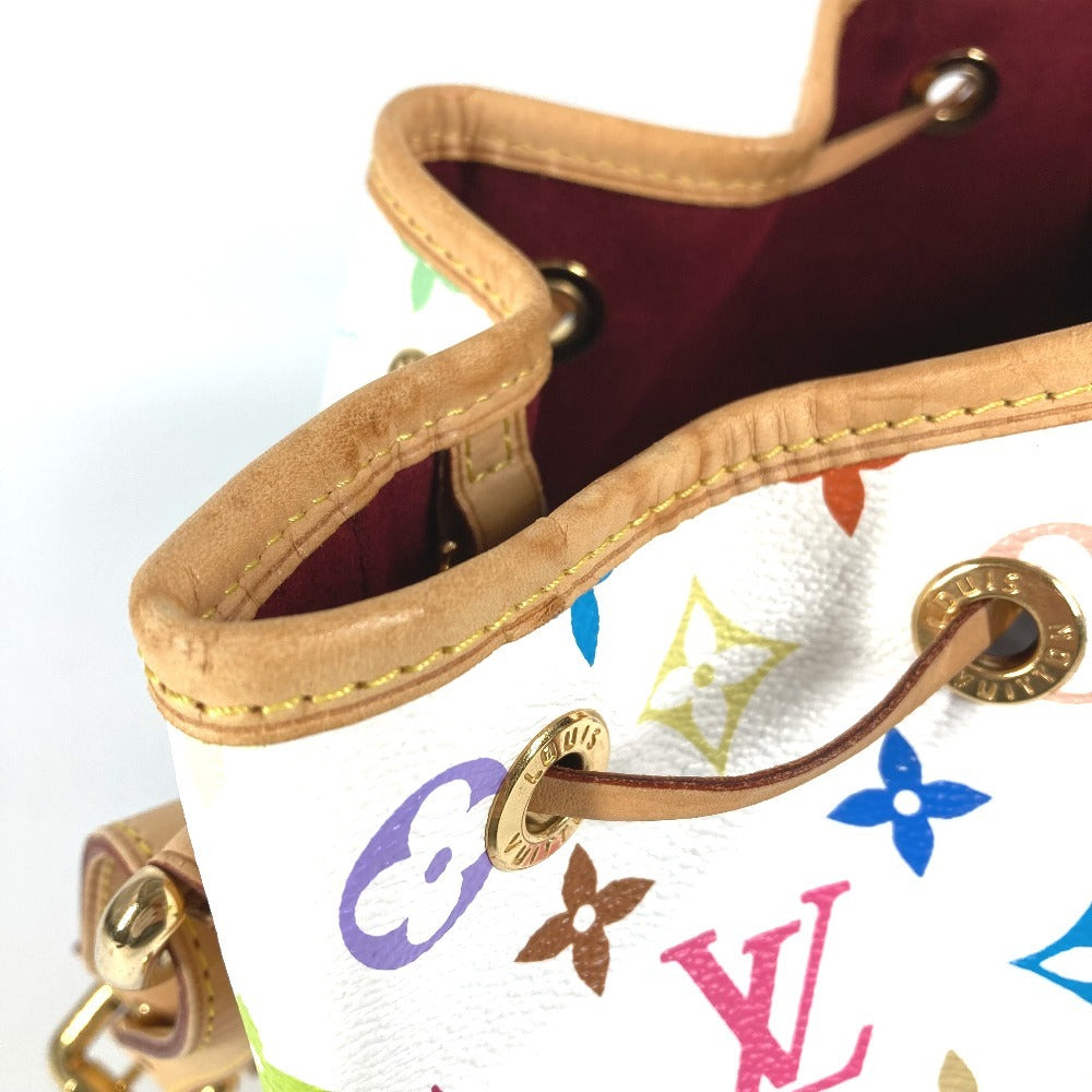 LOUIS VUITTON M42229 Monogram Multicolore Petit Noé Drawstring Shoulder Bag in Monogram Multicolore Canvas, Women's, Blanc and White
