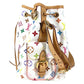 LOUIS VUITTON M42229 Monogram Multicolore Petit Noé Drawstring Shoulder Bag in Monogram Multicolore Canvas, Women's, Blanc and White