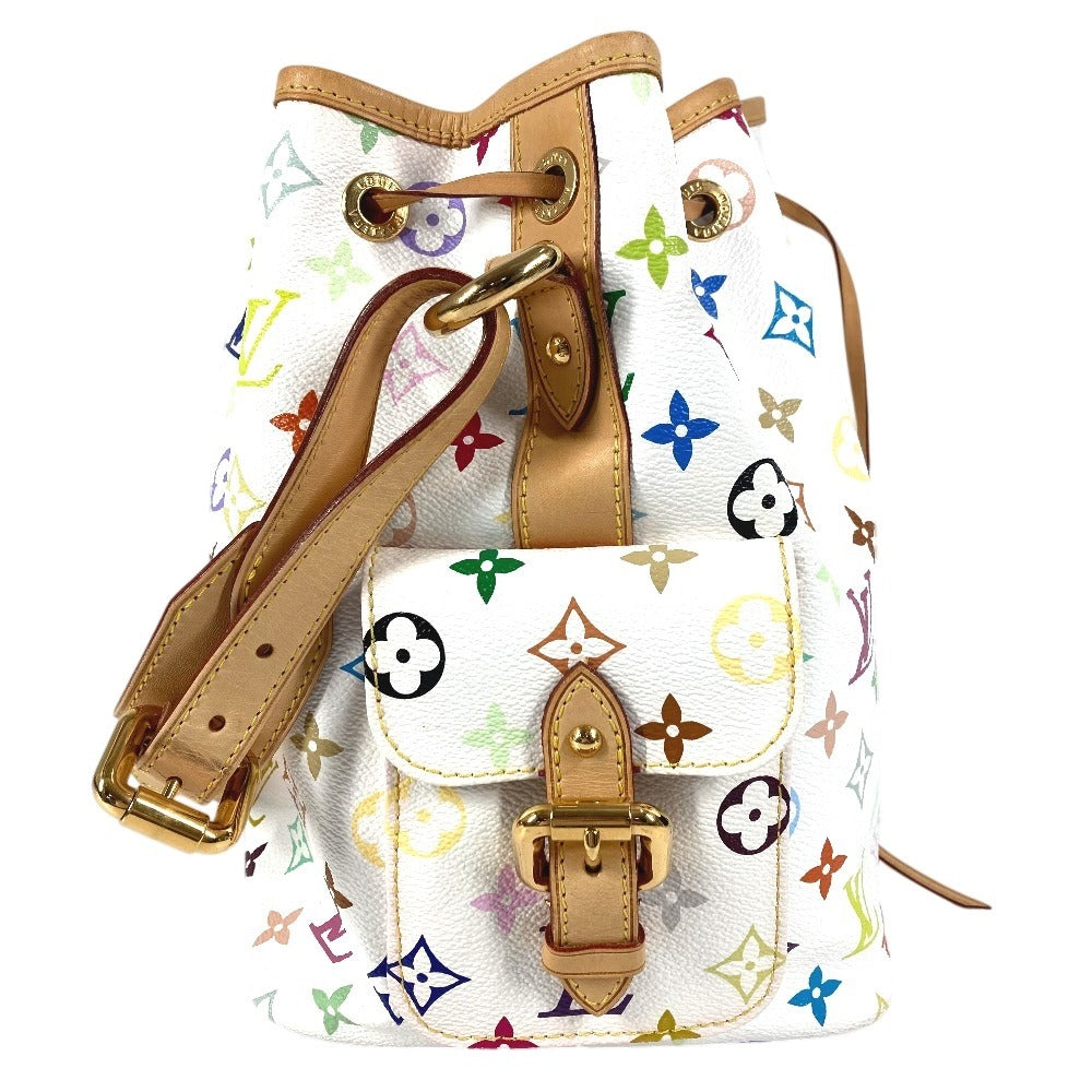 LOUIS VUITTON M42229 Monogram Multicolore Petit Noé Drawstring Shoulder Bag in Monogram Multicolore Canvas, Women's, Blanc and White