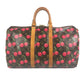 LOUIS VUITTON M95011 Monogram Cherry Keepall 45 by Takashi Murakami. This travel Boston bag is crafted in Monogram Cherry canvas and is available in brown.