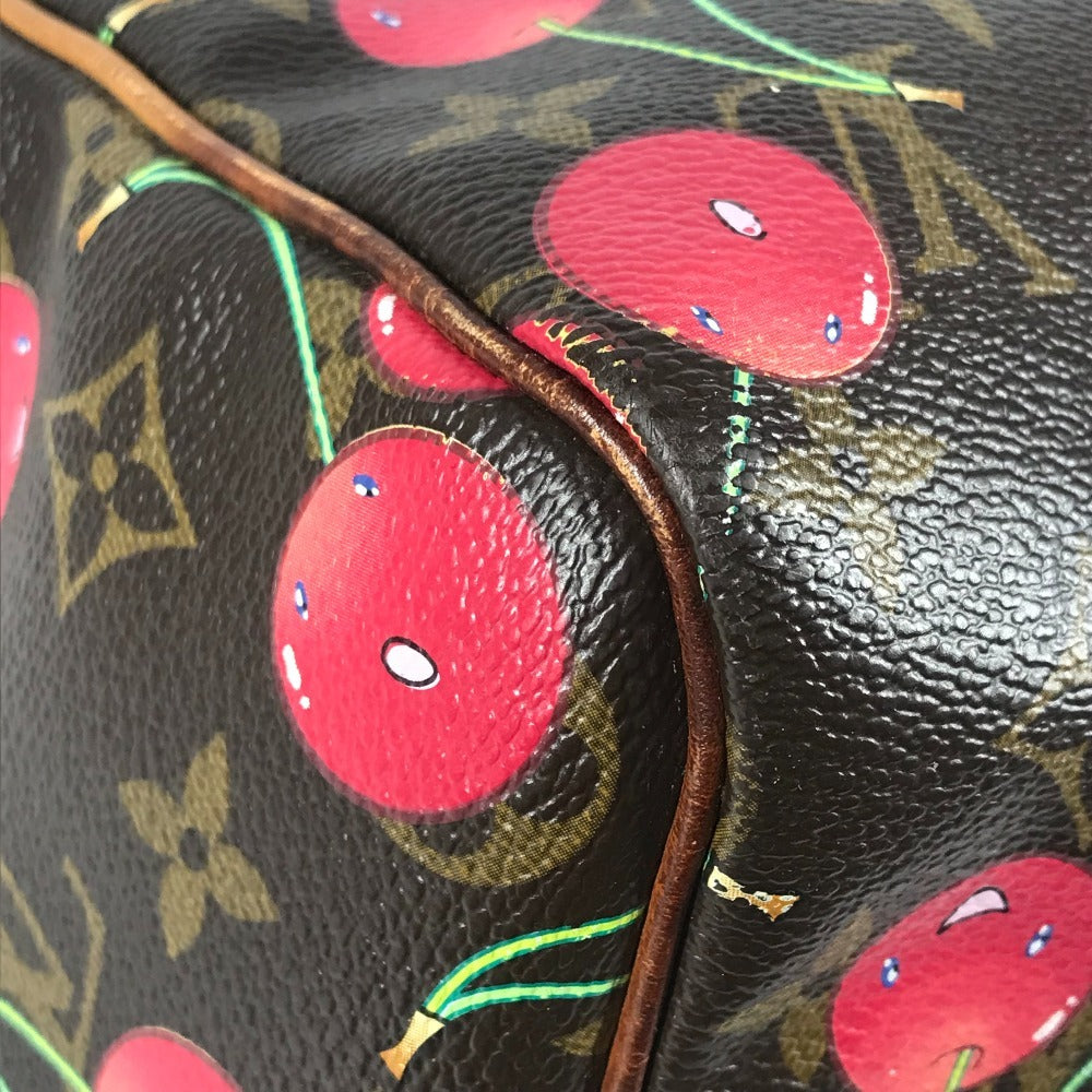 LOUIS VUITTON M95011 Monogram Cherry Keepall 45 by Takashi Murakami. This travel Boston bag is crafted in Monogram Cherry canvas and is available in brown.
