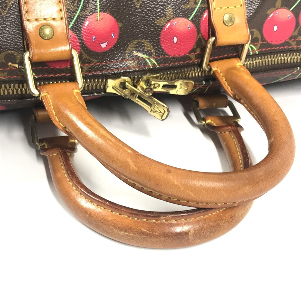 LOUIS VUITTON M95011 Monogram Cherry Keepall 45 by Takashi Murakami. This travel Boston bag is crafted in Monogram Cherry canvas and is available in brown.