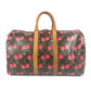 LOUIS VUITTON M95011 Monogram Cherry Keepall 45 by Takashi Murakami. This travel Boston bag is crafted in Monogram Cherry canvas and is available in brown.