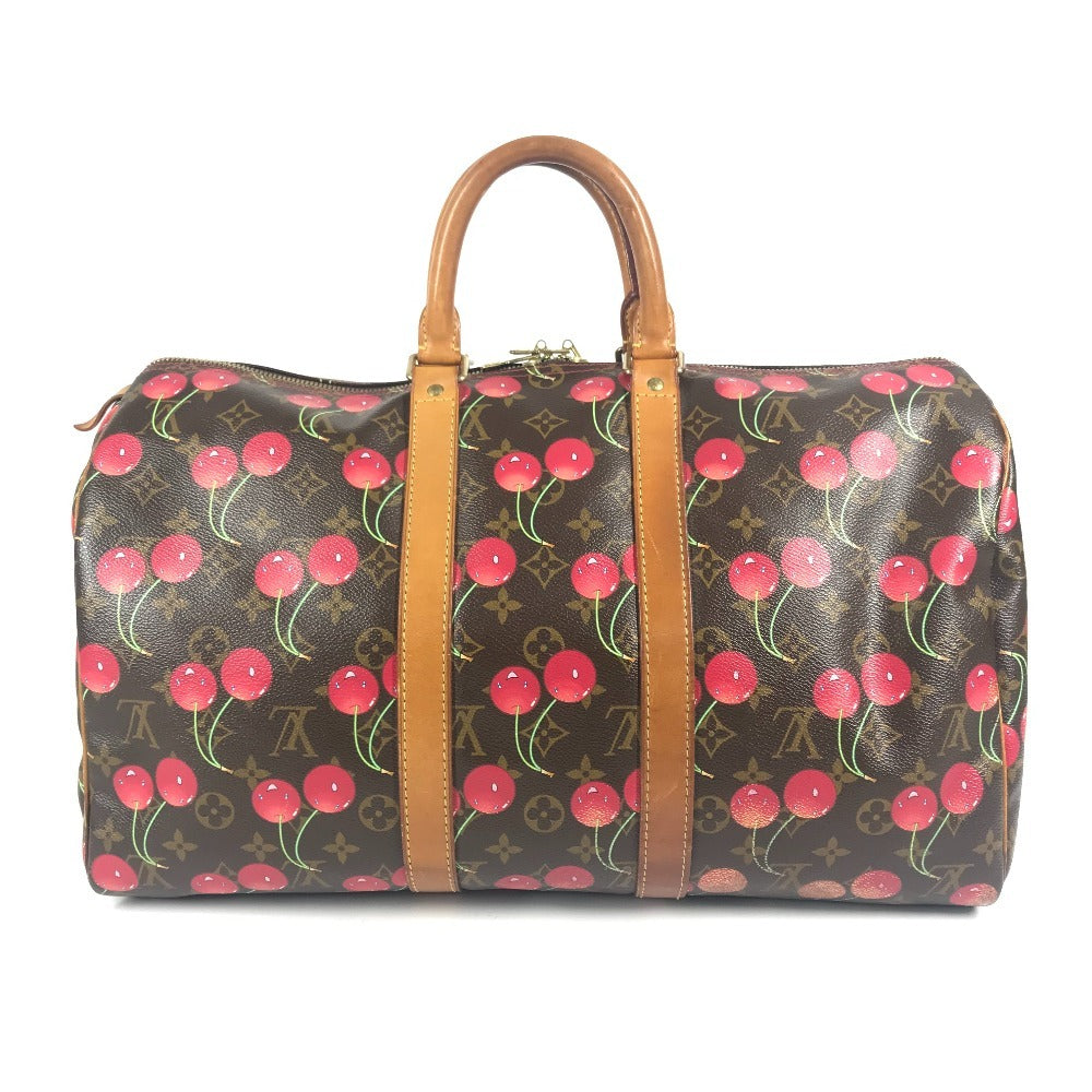 LOUIS VUITTON M95011 Monogram Cherry Keepall 45 by Takashi Murakami. This travel Boston bag is crafted in Monogram Cherry canvas and is available in brown.