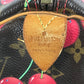 LOUIS VUITTON M95011 Monogram Cherry Keepall 45 by Takashi Murakami. This travel Boston bag is crafted in Monogram Cherry canvas and is available in brown.
