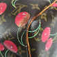 LOUIS VUITTON M95011 Monogram Cherry Keepall 45 by Takashi Murakami. This travel Boston bag is crafted in Monogram Cherry canvas and is available in brown.