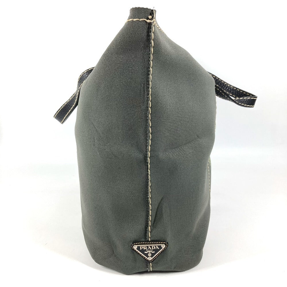 PRADA Triangle Logo Plate Tote Bag Shoulder Bag Unisex Gray/Khaki