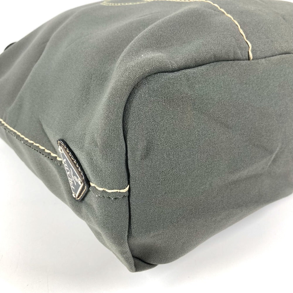 PRADA Triangle Logo Plate Tote Bag Shoulder Bag Unisex Gray/Khaki