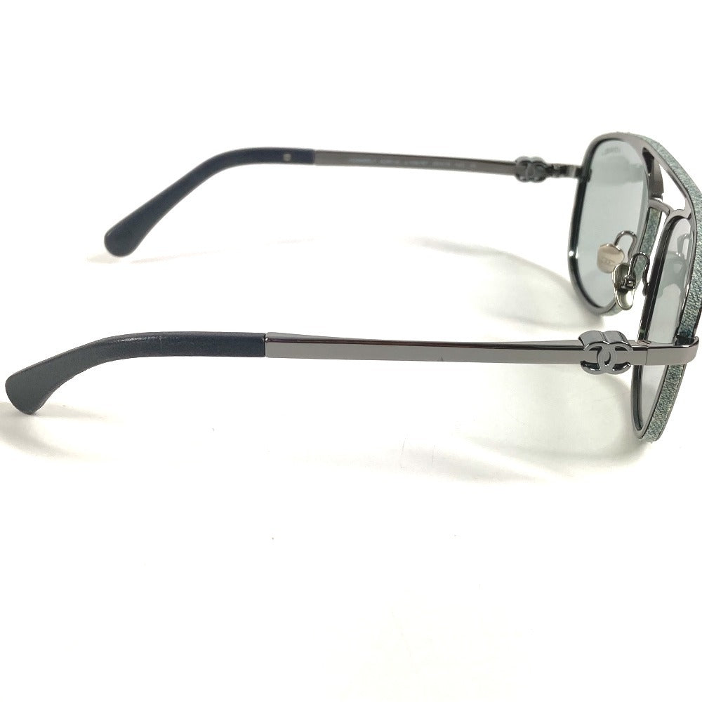 CHANEL 4290-Q デニム CC ココマーク ロゴ パイロット めがね メガネ アイウェア 眼鏡 サングラス メタル ユニセックス