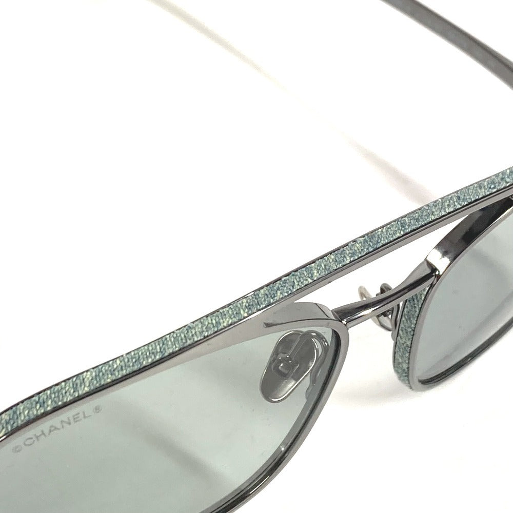CHANEL 4290-Q デニム CC ココマーク ロゴ パイロット めがね メガネ アイウェア 眼鏡 サングラス メタル ユニセックス