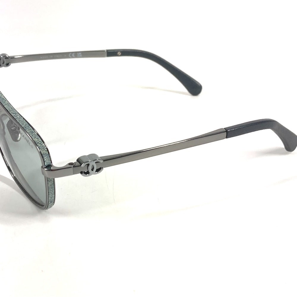 CHANEL 4290-Q デニム CC ココマーク ロゴ パイロット めがね メガネ アイウェア 眼鏡 サングラス メタル ユニセックス
