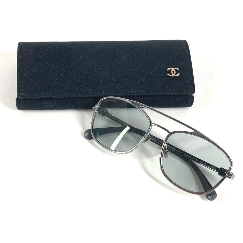 CHANEL 4290-Q デニム CC ココマーク ロゴ パイロット めがね メガネ アイウェア 眼鏡 サングラス メタル ユニセックス
