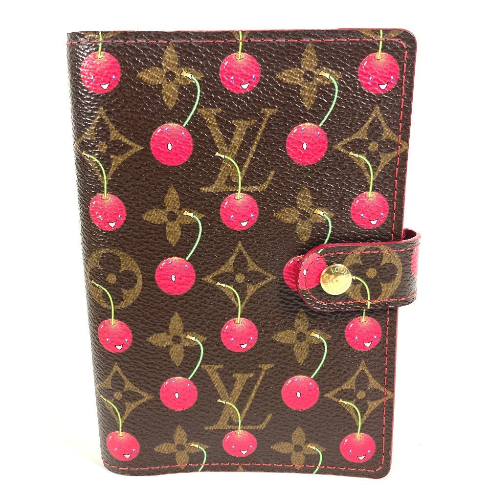 LOUIS VUITTON R21023 モノグラムチェリー アジェンダPM アジェンダ PM システム手帳 村上隆 ステーショナリー 手帳カバー モノグラムチェリーキャンバス レディース ブラウン