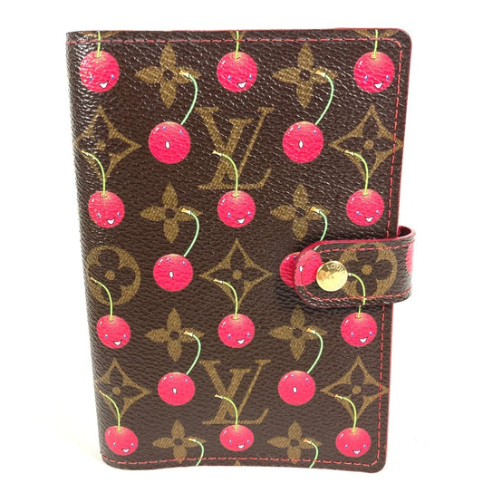 LOUIS VUITTON R21023 モノグラムチェリー アジェンダPM アジェンダ PM システム手帳 村上隆 ステーショナリー 手帳カバー モノグラムチェリーキャンバス レディース ブラウン