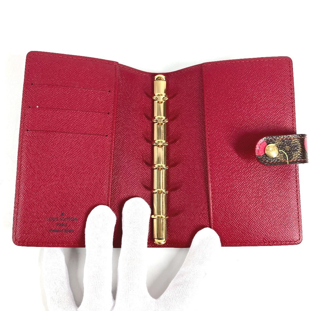 LOUIS VUITTON R21023 モノグラムチェリー アジェンダPM アジェンダ PM システム手帳 村上隆 ステーショナリー 手帳カバー モノグラムチェリーキャンバス レディース ブラウン