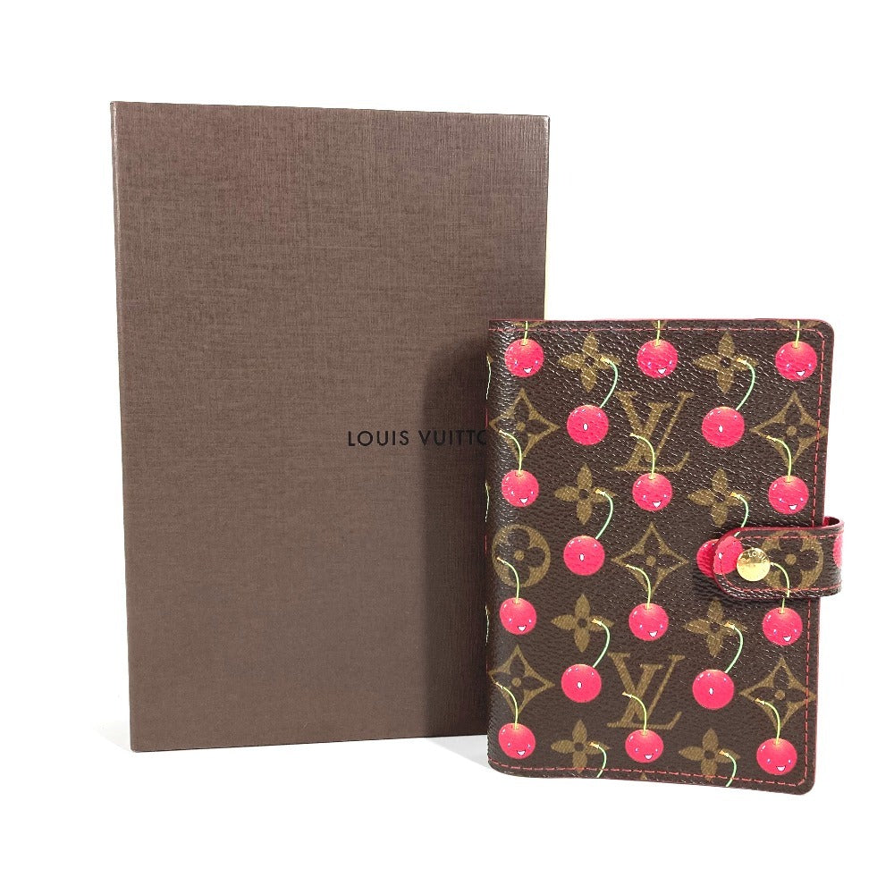 LOUIS VUITTON R21023 モノグラムチェリー アジェンダPM アジェンダ PM システム手帳 村上隆 ステーショナリー 手帳カバー モノグラムチェリーキャンバス レディース ブラウン