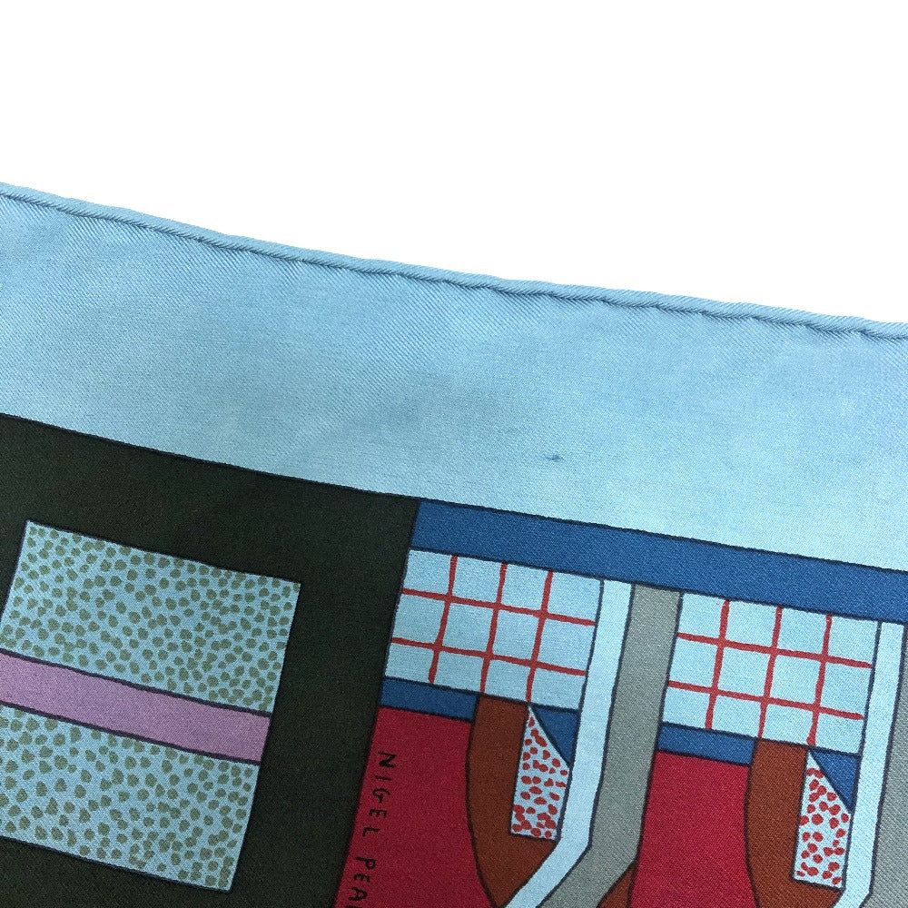 HERMES A GARDEN OF SHAPES ガーデンオブシェイプ カレ90 カレ 90 ショール ストール 大判 スカーフ スカーフ シルク ユニセックス ブルー