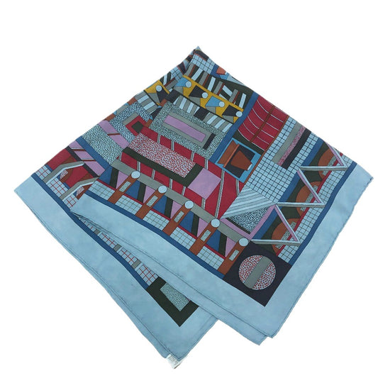 HERMES A GARDEN OF SHAPES ガーデンオブシェイプ カレ90 カレ 90 ショール ストール 大判 スカーフ スカーフ シルク ユニセックス ブルー