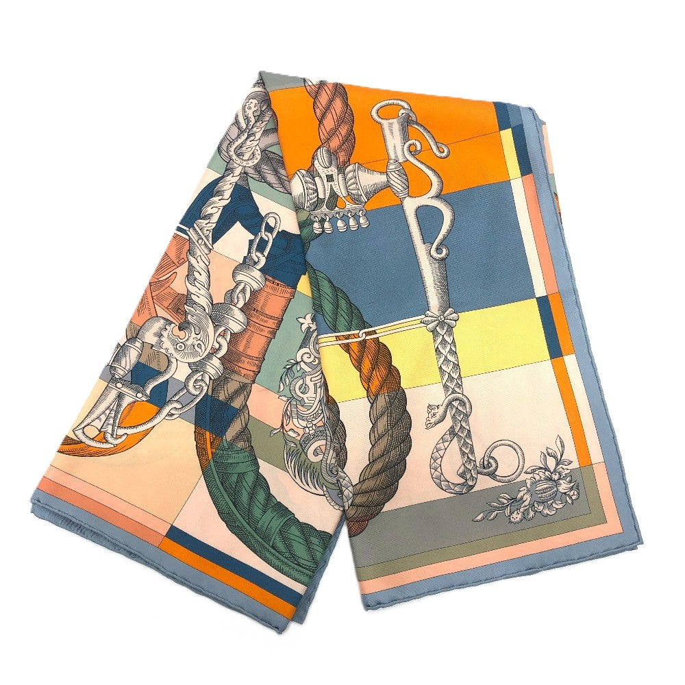 HERMES ダブルフェイス Della Cavalleria デッラ カヴァッレリア カレ90 カレ 90 ショール ストール 大判 スカーフ スカーフ シルク ユニセックス オレンジ