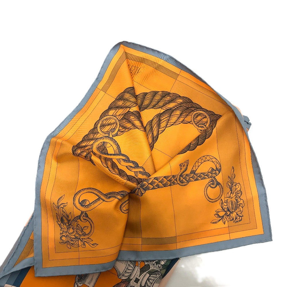 HERMES ダブルフェイス Della Cavalleria デッラ カヴァッレリア カレ90 カレ 90 ショール ストール 大判 スカーフ スカーフ シルク ユニセックス オレンジ