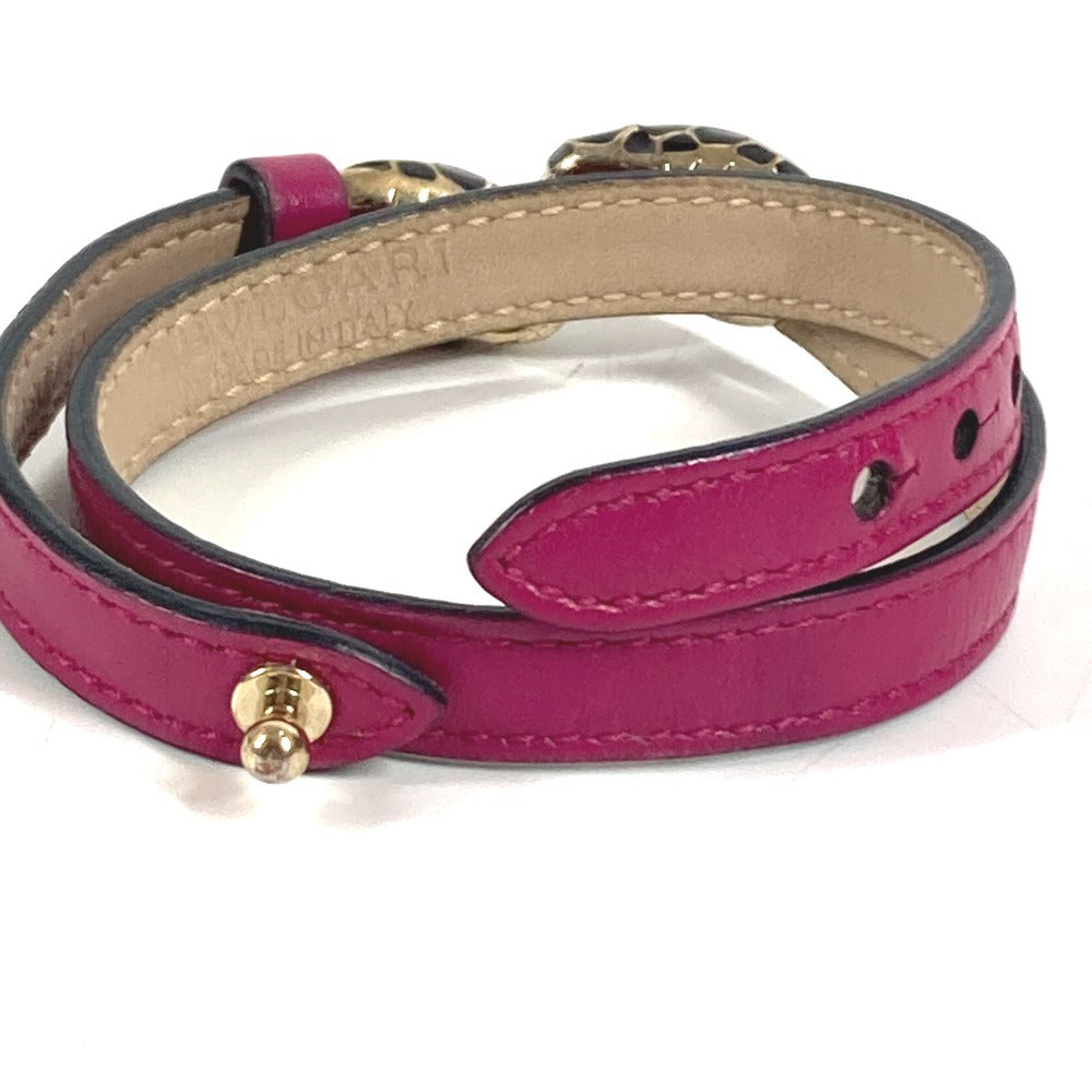BVLGARI 2重ブレスレット バングル セルペンティ フォーエバー ロゴ アクセサリー ジュエリー ブレスレット レザー ユニセックス ピンク系