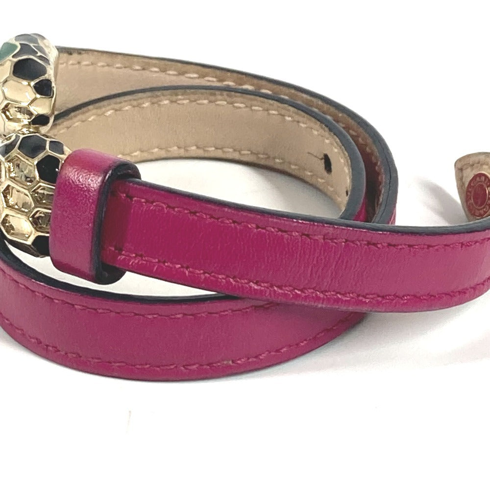 BVLGARI 2重ブレスレット バングル セルペンティ フォーエバー ロゴ アクセサリー ジュエリー ブレスレット レザー ユニセックス ピンク系