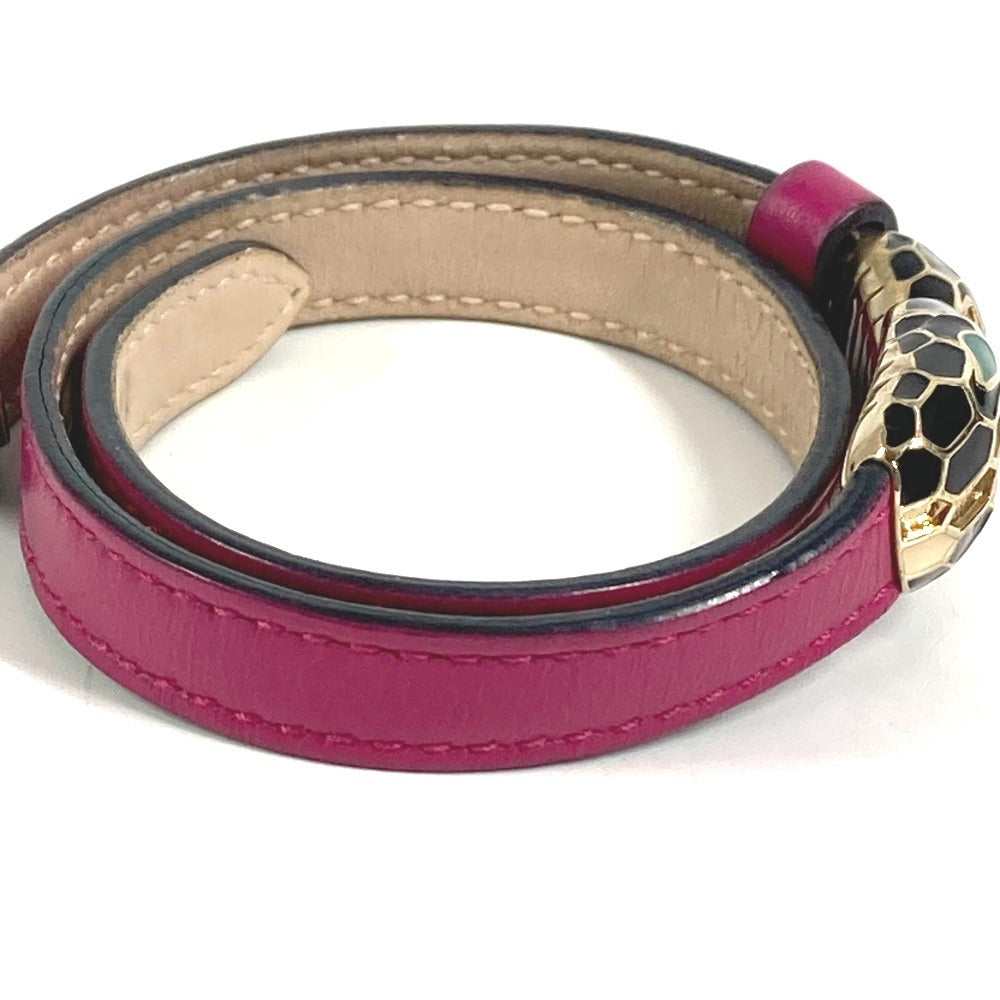 BVLGARI 2重ブレスレット バングル セルペンティ フォーエバー ロゴ アクセサリー ジュエリー ブレスレット レザー ユニセックス ピンク系