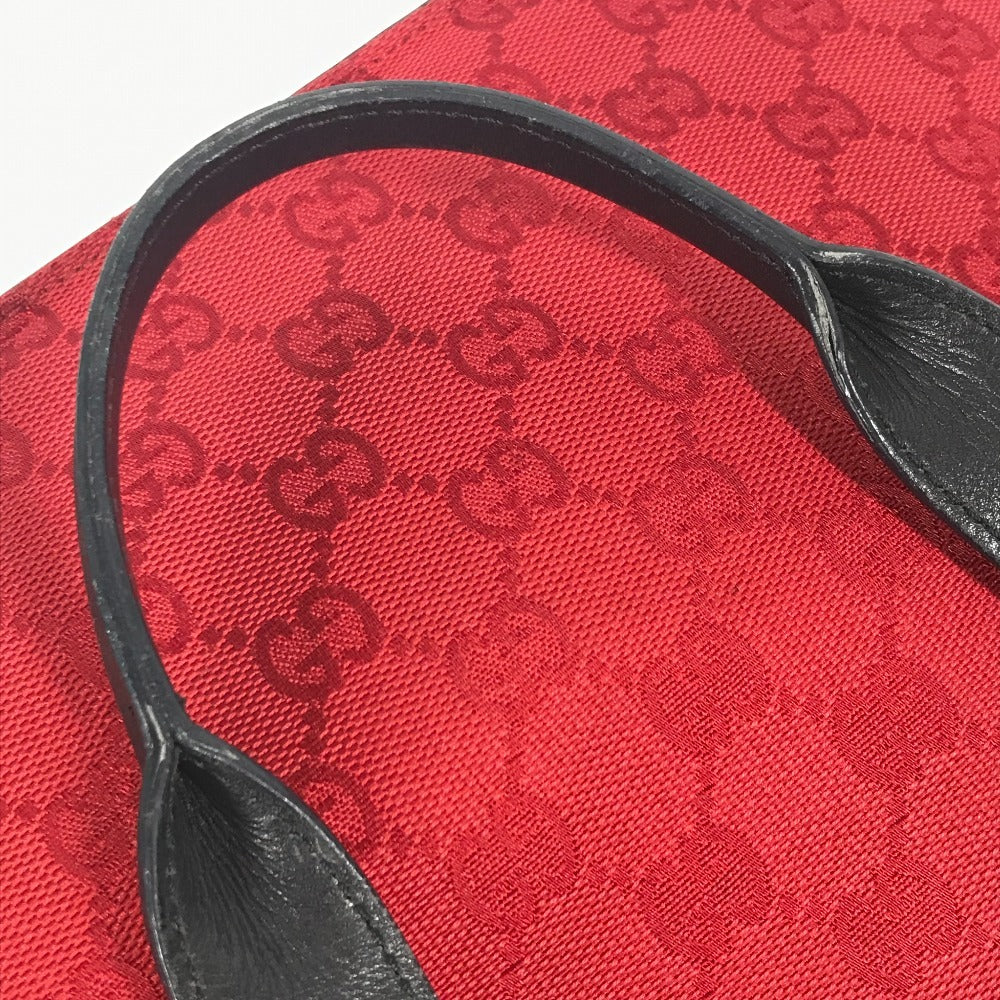 GUCCI 002 1053 GG Logo Bag Handbag Tote Shoulder Bag GG Canvas/Leather Unisex Red