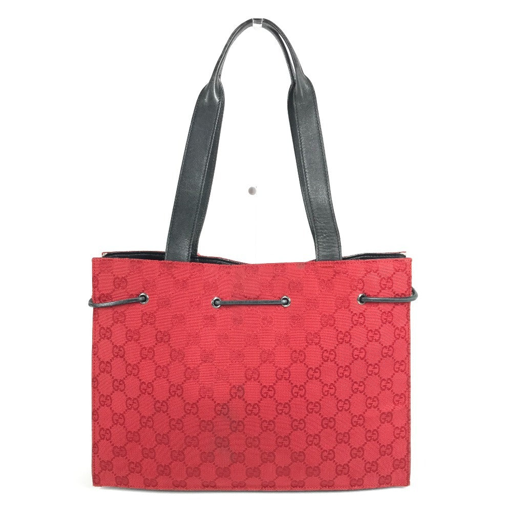 GUCCI 002 1053 GG Logo Bag Handbag Tote Shoulder Bag GG Canvas/Leather Unisex Red