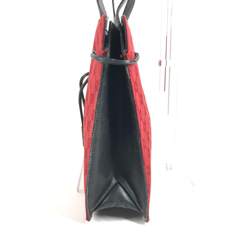 GUCCI 002 1053 GG Logo Bag Handbag Tote Shoulder Bag GG Canvas/Leather Unisex Red