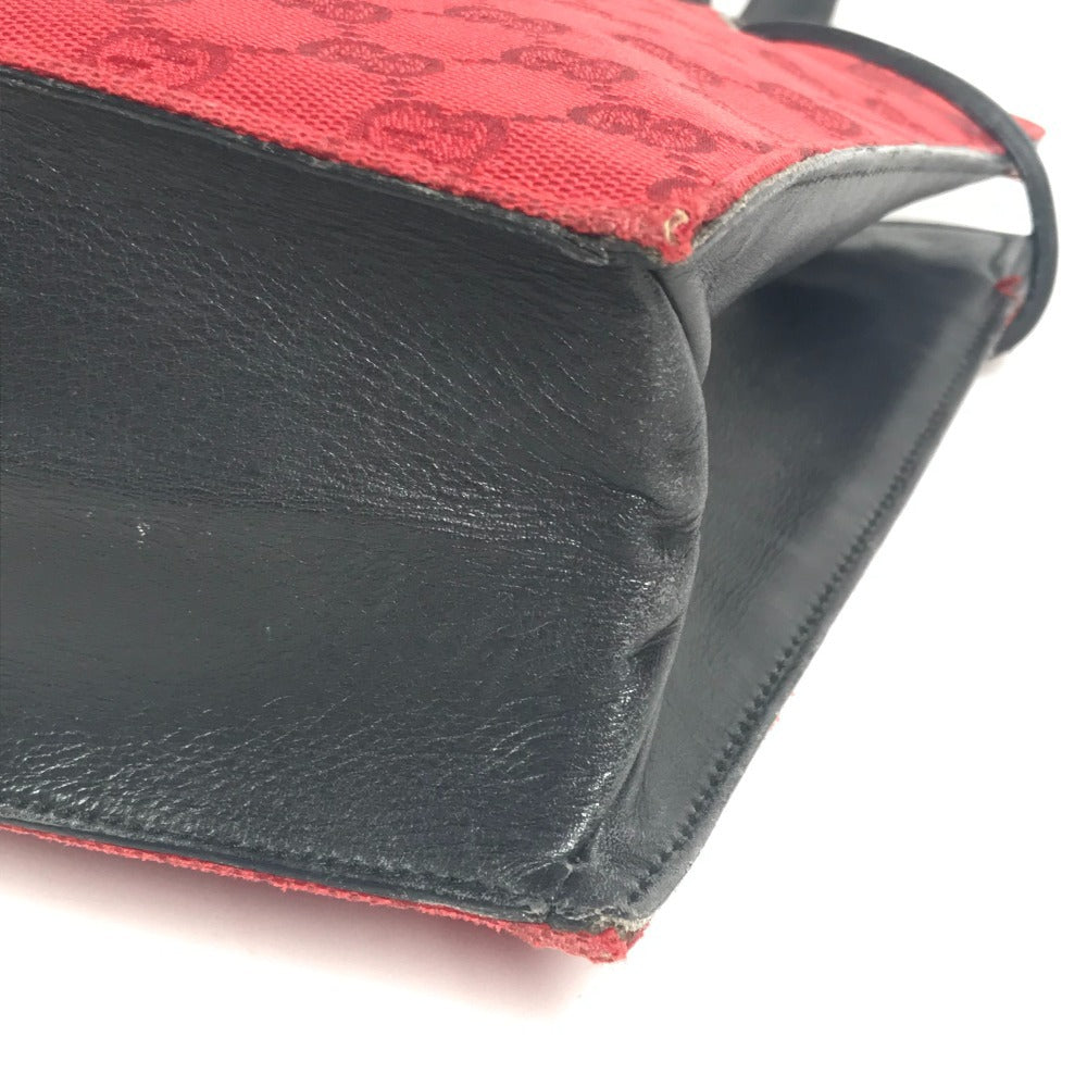 GUCCI 002 1053 GG Logo Bag Handbag Tote Shoulder Bag GG Canvas/Leather Unisex Red