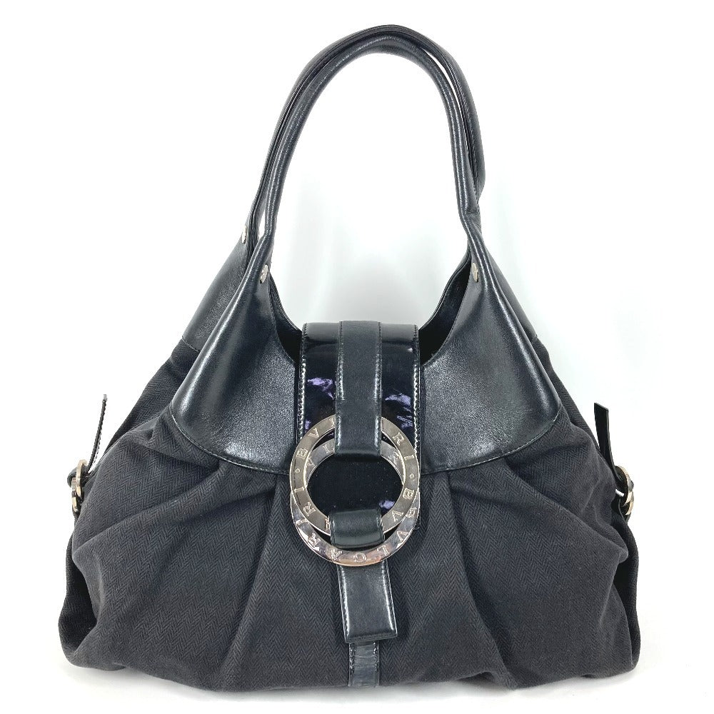 BVLGARI Double Coin Bulgari Bulgari Logo Chandra Tote Bag Shoulder Bag Leather Ladies Black